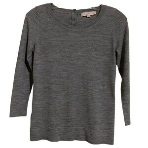 Ann Taylor Loft Gray Soft Knit Button Back Top 3/4 Sleeve. Size XS